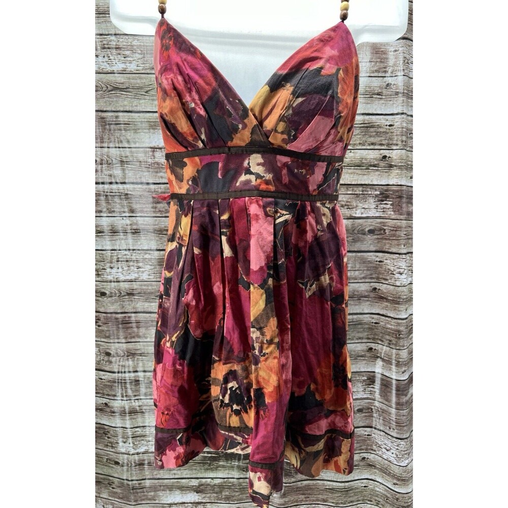 Maurices Red Floral A-Line Dress With Spaghetti Straps, Women's Size 7/8